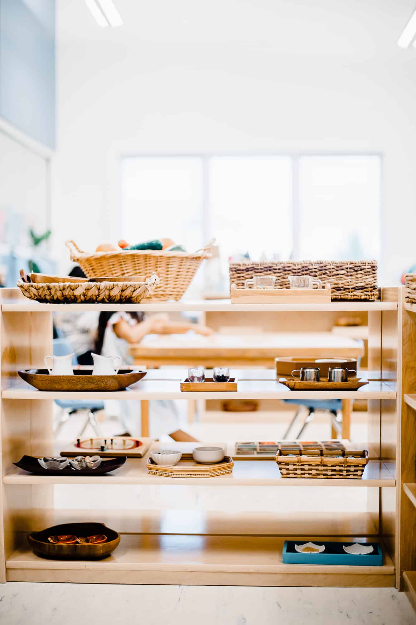 Montessori Children's House classroom shelves