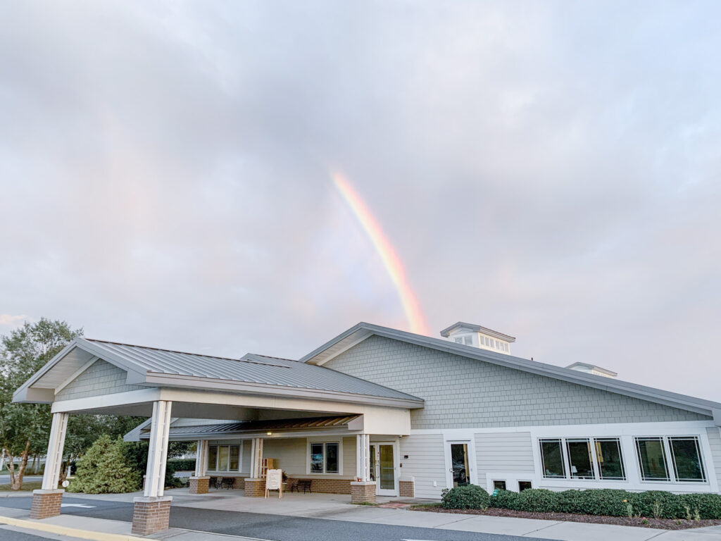 a rainbow appears above Chesapeake Montessori School