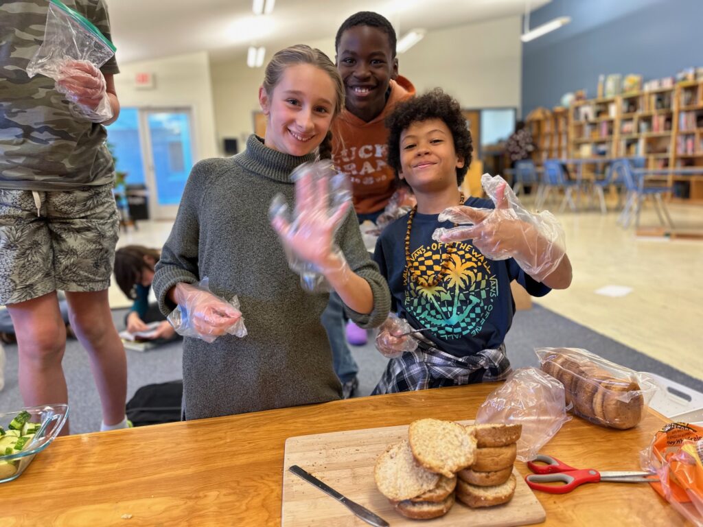 Students plan and prepare a lunch for Pi Day celebration at Chesapeake Montessori School in Virginia