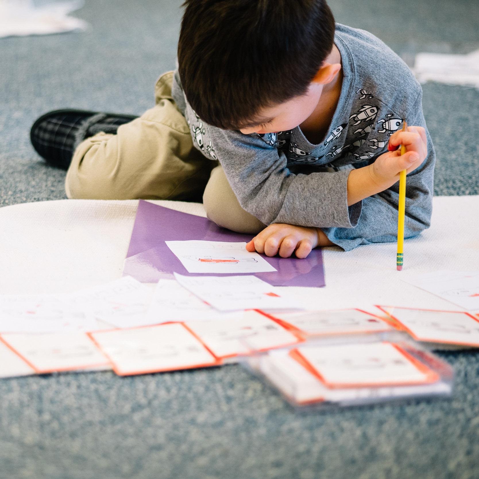 A young student studying.