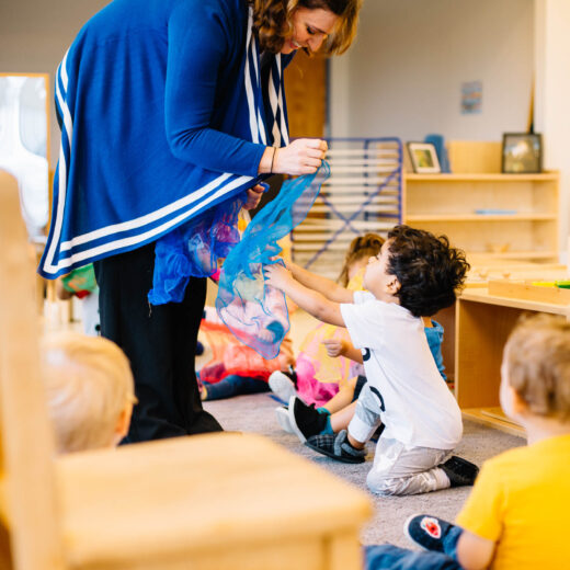 A teacher and a toddler.